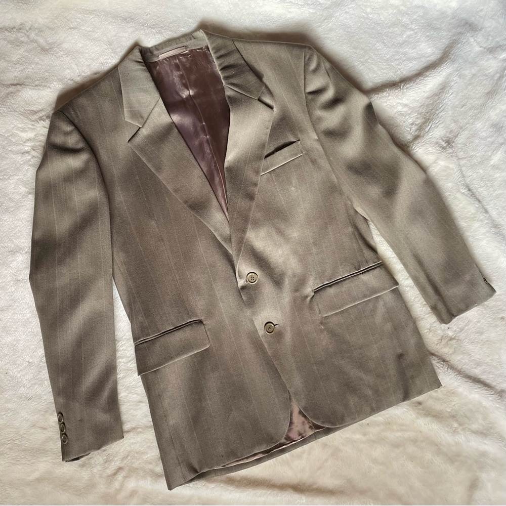 Wool Blend Pinstripe Blazer
